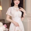 Váy Thiết Kế MDU6589 – Ren Hoa Nổi Kem, Choàng Vai Cánh Tiên Rời Thanh Lịch 7 5 11zon 1 Mdu Fashion
