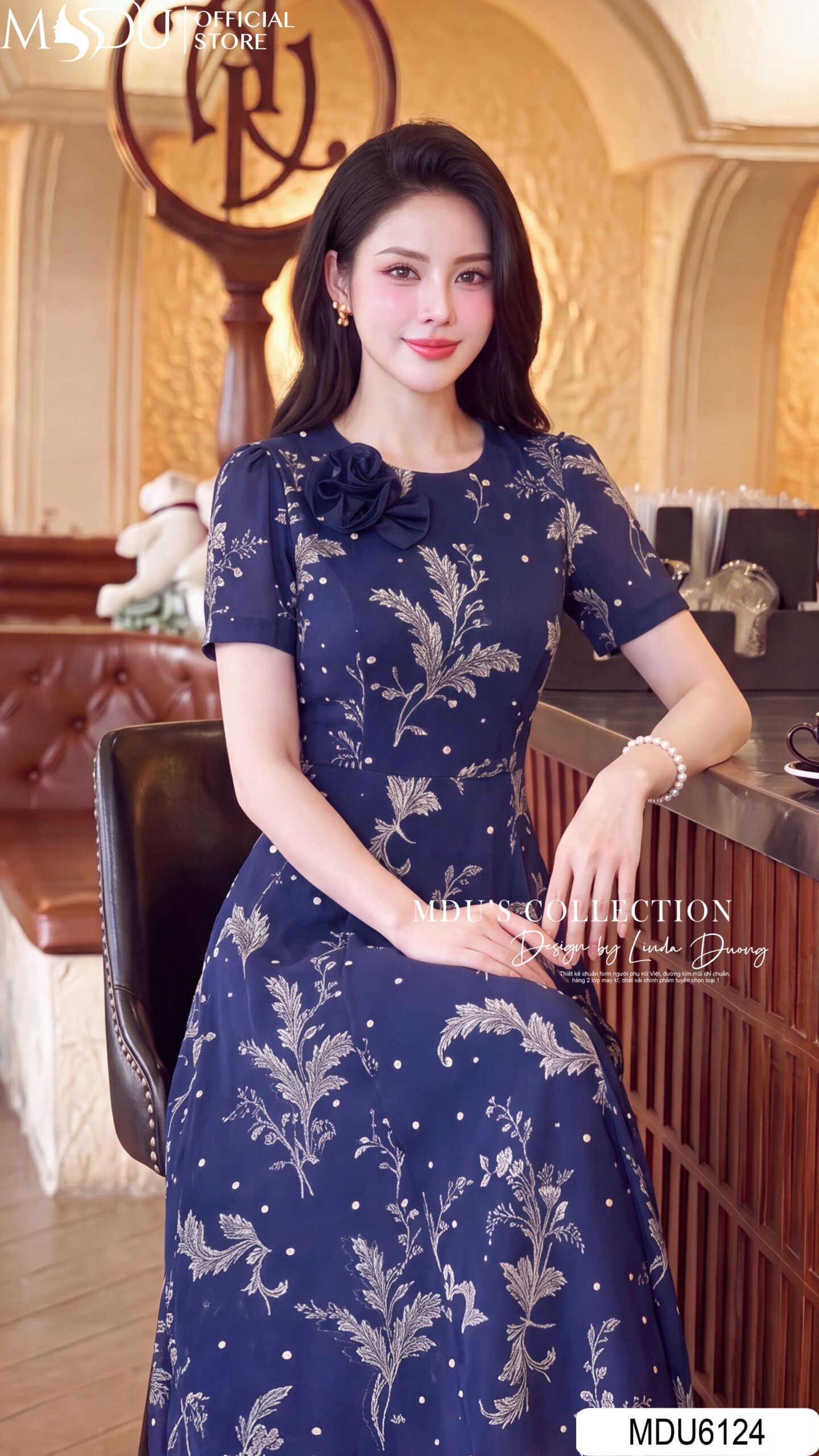 Váy Thiết Kế MDU6124 – Lụa Viscose Xanh Than Họa Tiết, Điểm Hoa Thủ Công Tinh Tế 6 Váy Thiết Kế MDU6124 – Lụa Viscose Xanh Than Họa Tiết, Điểm Hoa Thủ Công Tinh Tế - Ảnh 5