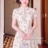 Váy Thiết Kế MDU6064 – Mango Ý Trắng Họa Tiết Hoa, Cổ V Phối Tay Cách Điệu Thanh Lịch 8 9 2 3 Mdu Fashion