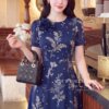 Váy Thiết Kế MDU6124 – Lụa Viscose Xanh Than Họa Tiết, Điểm Hoa Thủ Công Tinh Tế 10 9 3 1 1 Mdu Fashion