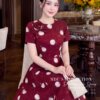 Váy Thiết Kế MDU6123 – Lụa Viscose Đỏ Họa Tiết, Hoa Thủ Công Đính Cổ Nổi Bật 11 9 3 2 Mdu Fashion