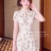 Váy Thiết Kế MDU6064 – Mango Ý Trắng Họa Tiết Hoa, Cổ V Phối Tay Cách Điệu Thanh Lịch 7 9 3 3 Mdu Fashion
