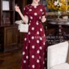 Váy Thiết Kế MDU6123 – Lụa Viscose Đỏ Họa Tiết, Hoa Thủ Công Đính Cổ Nổi Bật 1 9 5 2 Mdu Fashion