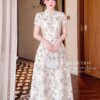 Váy Thiết Kế MDU6064 – Mango Ý Trắng Họa Tiết Hoa, Cổ V Phối Tay Cách Điệu Thanh Lịch 1 9 5 3 Mdu Fashion