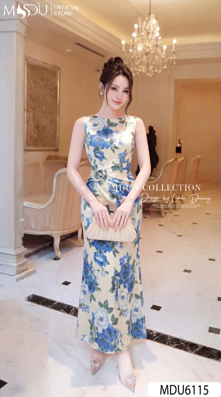 Váy Thiết Kế MDU6115 Lụa Satin Trắng Ngà Họa Tiết Hoa Xanh Dáng Đuôi Cá Nhún Eo Hoa Cuốn Thủ Công 21 Váy Thiết Kế MDU6115 Lụa Satin Trắng Ngà Họa Tiết Hoa Xanh Dáng Đuôi Cá Nhún Eo Hoa Cuốn Thủ Công