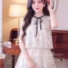 Váy Thiết Kế MDU6165 Tơ Óng Hàn Babydoll 3 Tầng Họa Tiết Hoa Dây Buộc Nơ Cổ Nữ Tính 8 MDU6165.2 31 11zon Mdu Fashion