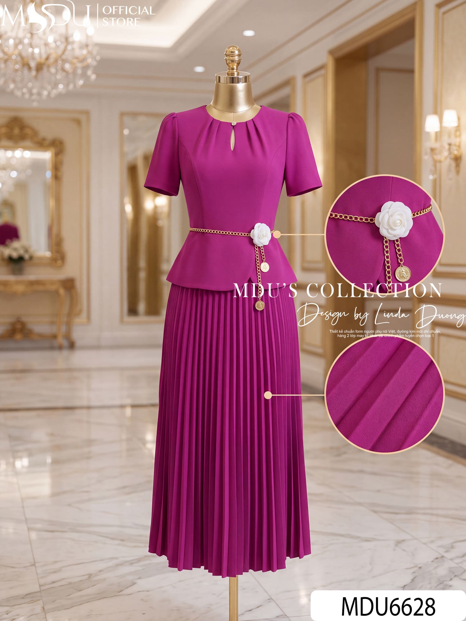 VÁY THIẾT KẾ MDU6628 – GOLD HÀN HỒNG TÍM, PEPLUM CHIẾT EO TÔN DÁNG 7 VÁY THIẾT KẾ MDU6628 – GOLD HÀN HỒNG TÍM, PEPLUM CHIẾT EO TÔN DÁNG - Ảnh 5