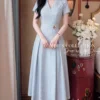 Váy Thiết Kế MDU6570 – Tuytsi Kẻ Xanh Pastel Blue, Tag Cài Rời Thanh Lịch 1 Model outfit replacement reference 4K 202607071343 11zon Mdu Fashion