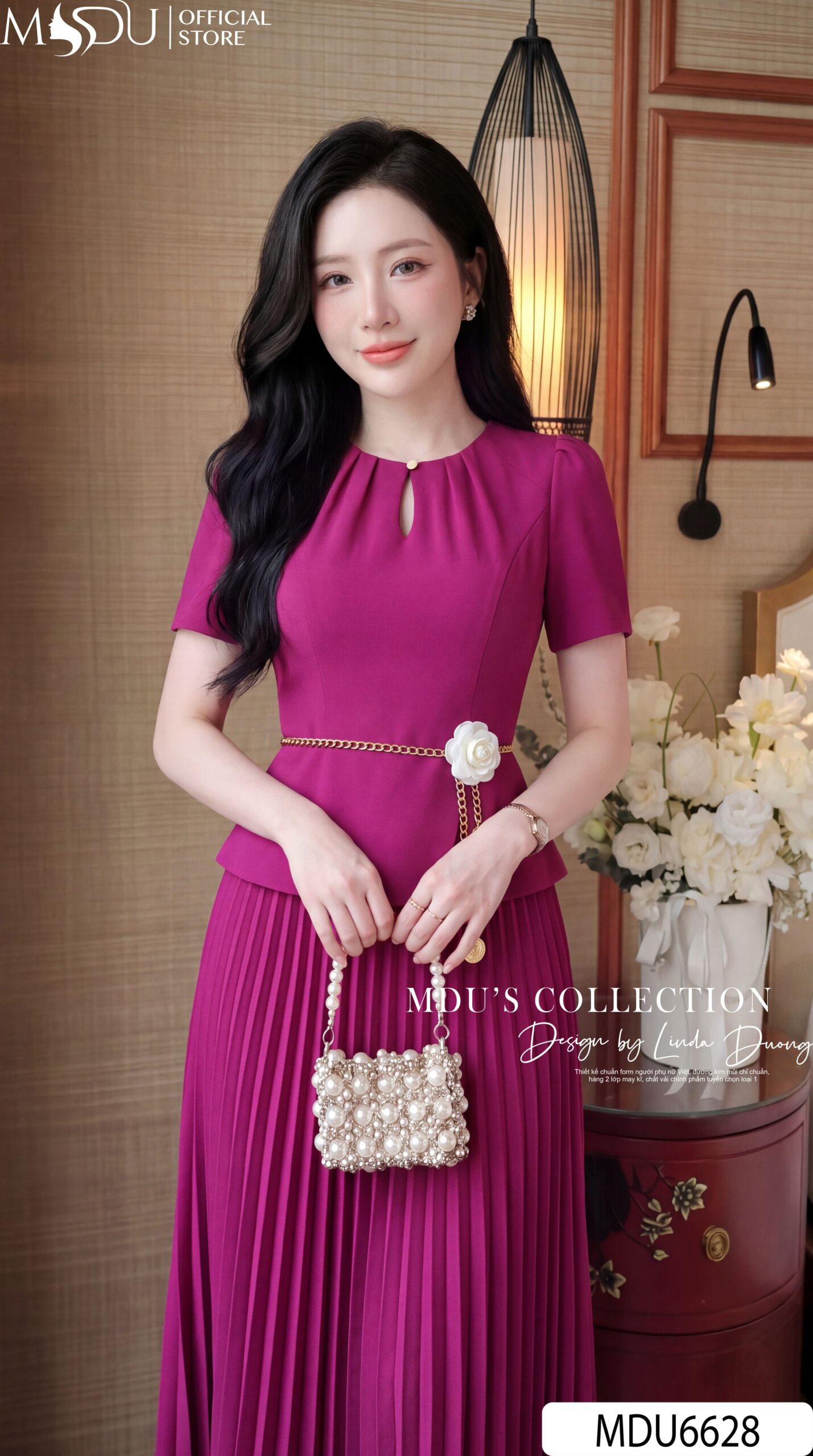 VÁY THIẾT KẾ MDU6628 – GOLD HÀN HỒNG TÍM, PEPLUM CHIẾT EO TÔN DÁNG 6 VÁY THIẾT KẾ MDU6628 – GOLD HÀN HỒNG TÍM, PEPLUM CHIẾT EO TÔN DÁNG - Ảnh 4