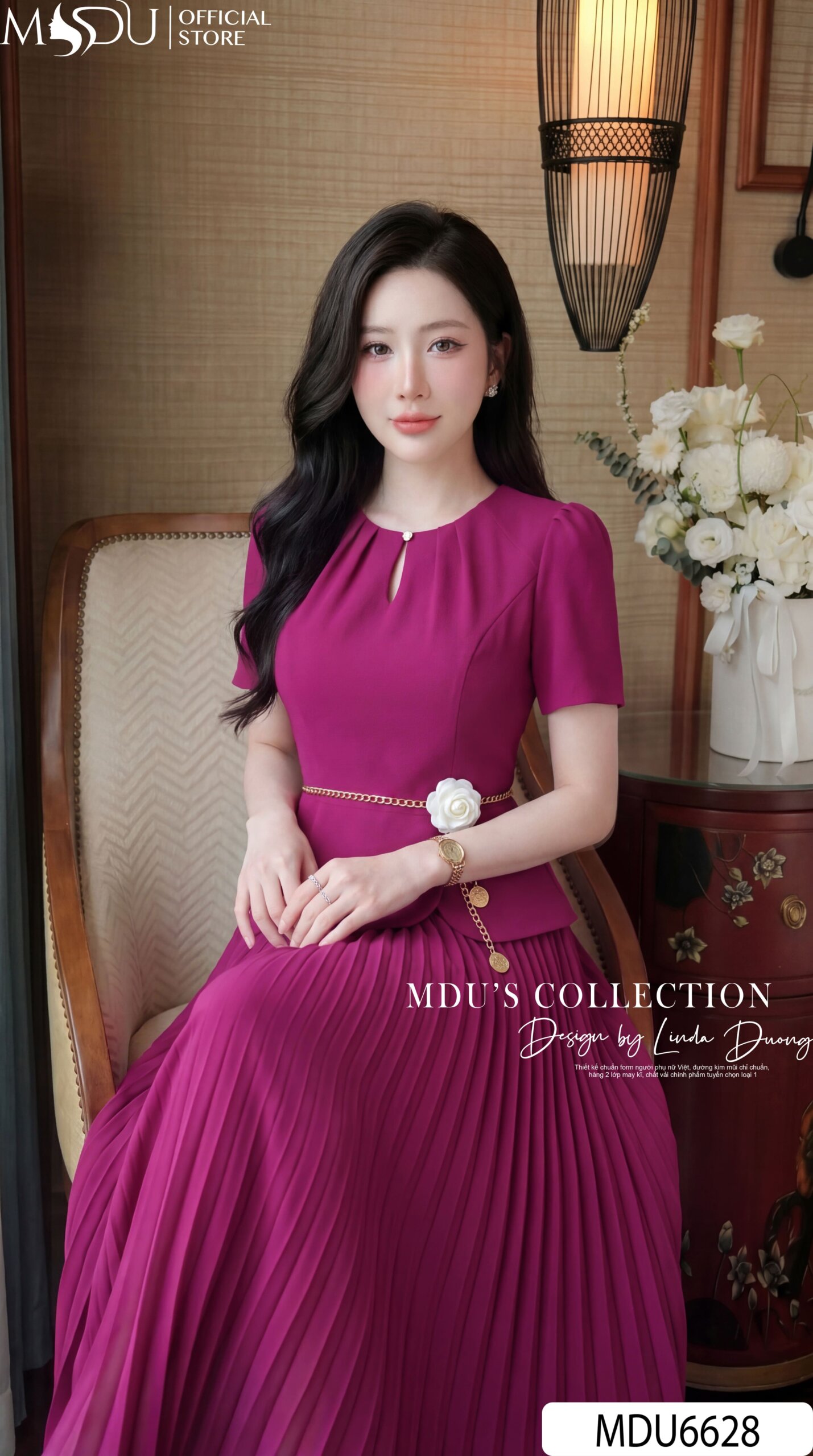 VÁY THIẾT KẾ MDU6628 – GOLD HÀN HỒNG TÍM, PEPLUM CHIẾT EO TÔN DÁNG 5 VÁY THIẾT KẾ MDU6628 – GOLD HÀN HỒNG TÍM, PEPLUM CHIẾT EO TÔN DÁNG - Ảnh 3