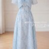 Váy Thiết Kế MDU6079 – Tơ Óng Hàn Hoa Xanh, Phối Áo Choàng Rời Mỏng Nhẹ 15 Use image 1 202603241733 Mdu Fashion