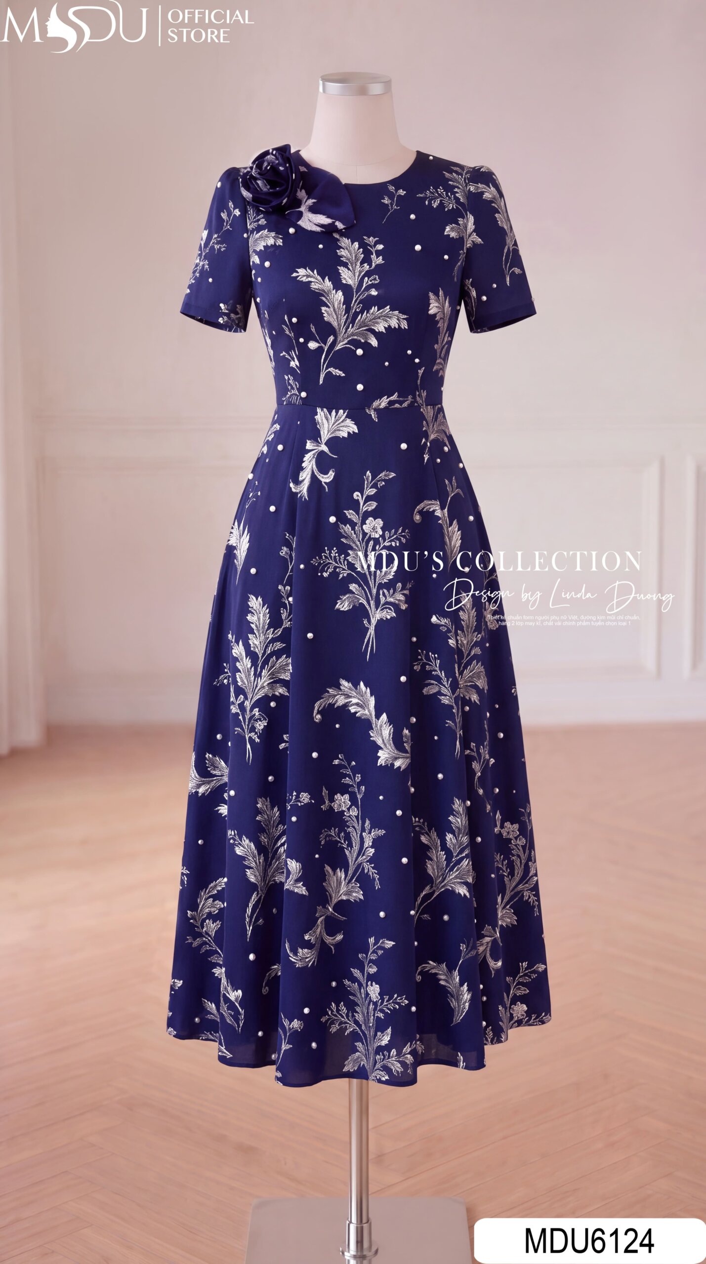 Váy Thiết Kế MDU6124 – Lụa Viscose Xanh Than Họa Tiết, Điểm Hoa Thủ Công Tinh Tế 8 Váy Thiết Kế MDU6124 – Lụa Viscose Xanh Than Họa Tiết, Điểm Hoa Thủ Công Tinh Tế - Ảnh 7