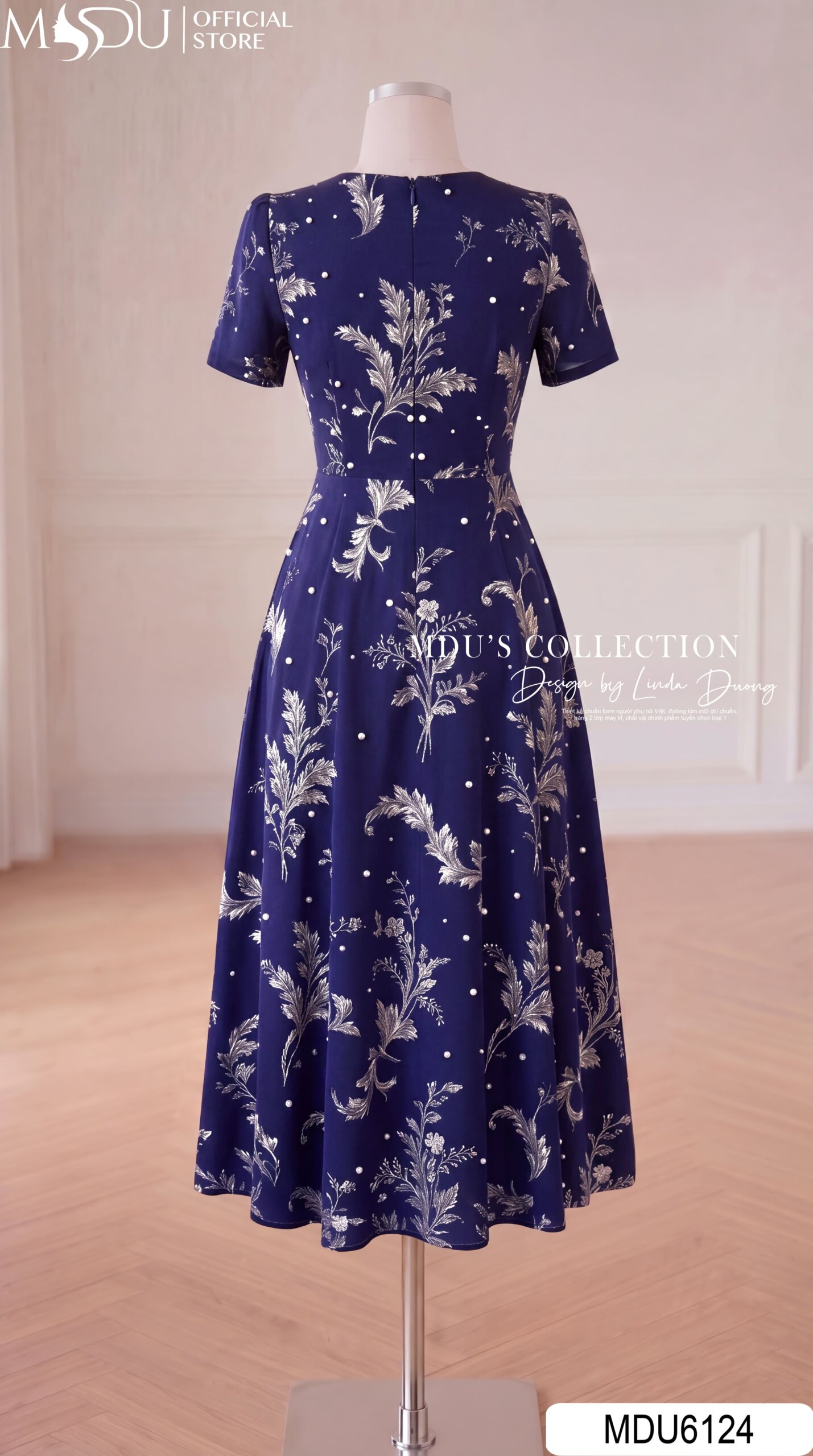 Váy Thiết Kế MDU6124 – Lụa Viscose Xanh Than Họa Tiết, Điểm Hoa Thủ Công Tinh Tế 7 Váy Thiết Kế MDU6124 – Lụa Viscose Xanh Than Họa Tiết, Điểm Hoa Thủ Công Tinh Tế - Ảnh 6