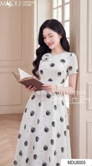 Alternative view of Váy Thiết Kế MDU6005 Mango Ý Trắng Họa Tiết Thanh Lịch, Nhẹ Nhàng Và Nữ Tính Đầy Tinh Tế