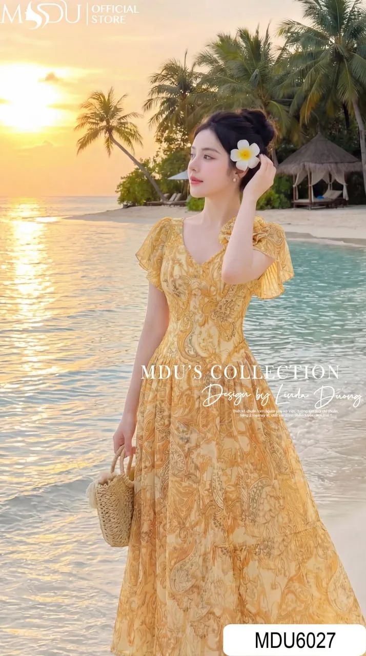 Váy Thiết Kế MDU6027 Tơ Hàn Vàng Họa Tiết Rạng Rỡ, Bay Bổng Và Tươi Trẻ Đầy Sức Sống 5 Váy Thiết Kế MDU6027 Tơ Hàn Vàng Họa Tiết Rạng Rỡ, Bay Bổng Và Tươi Trẻ Đầy Sức Sống - Ảnh 4