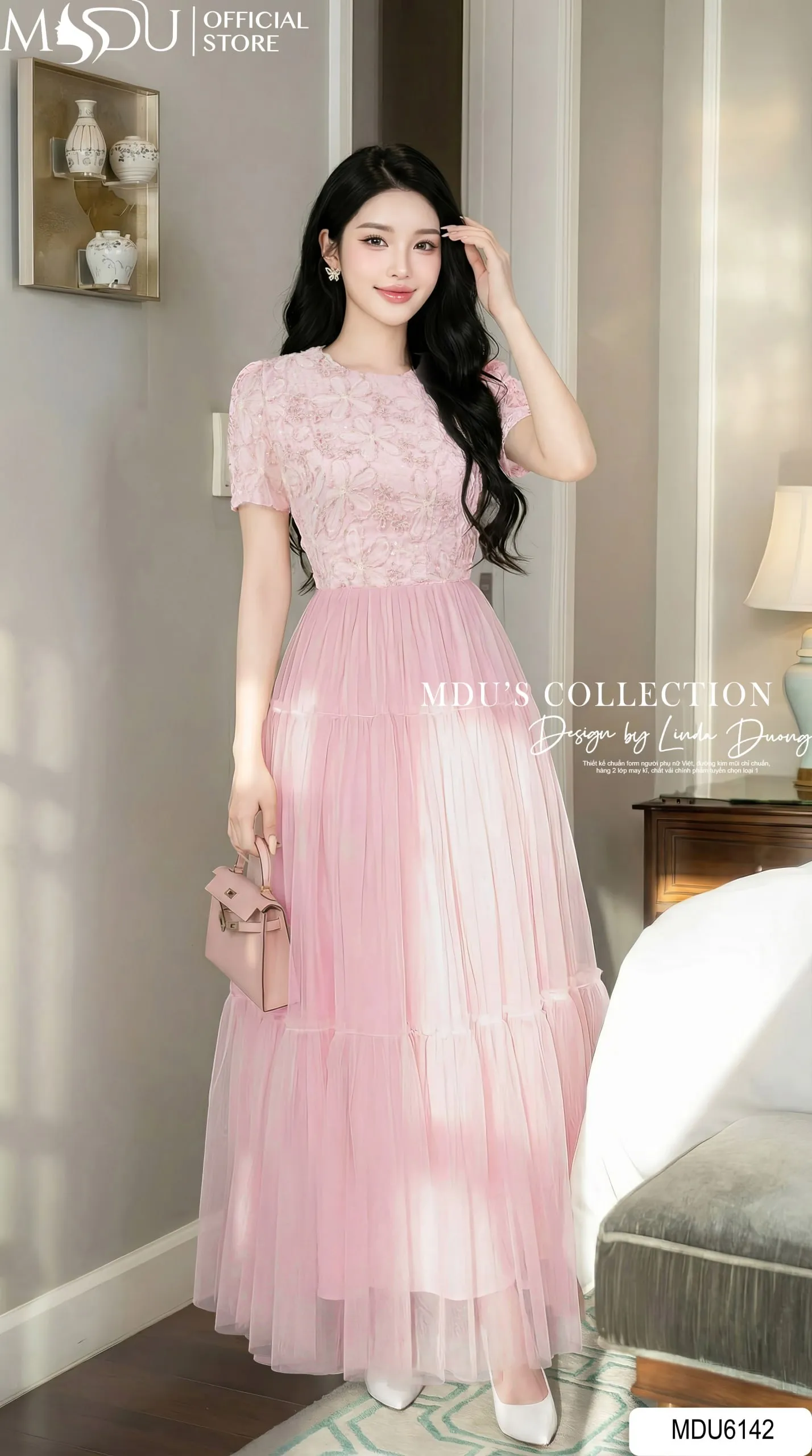 Váy Thiết Kế MDU6142 Ren Nổi Phối Voan Lưới Hồng Tiểu Thư, Bồng Bềnh Và Kiêu Kỳ Đầy Cuốn Hút 4 Váy Thiết Kế MDU6142 Ren Nổi Phối Voan Lưới Hồng Tiểu Thư, Bồng Bềnh Và Kiêu Kỳ Đầy Cuốn Hút - Ảnh 2