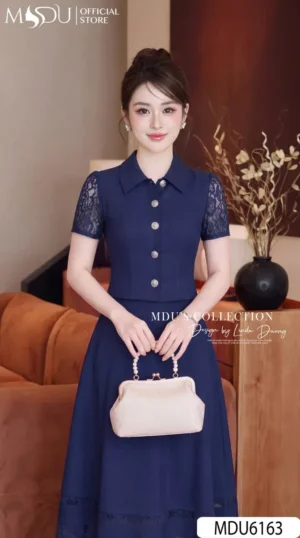 Alternative view of Váy Thiết Kế MDU6163 Set Gold Nhật Sang Trọng, Thanh Lịch Phối Ren Nổi