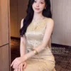 Váy Thiết Kế MDU6148 Lụa Satin Cao Cấp Dáng Ôm Dài Họa Tiết Hoa Vàng, Đính Hoa 3D Nữ Tính 8 photo 2026 09 27 11 49 00 11zon Mdu Fashion
