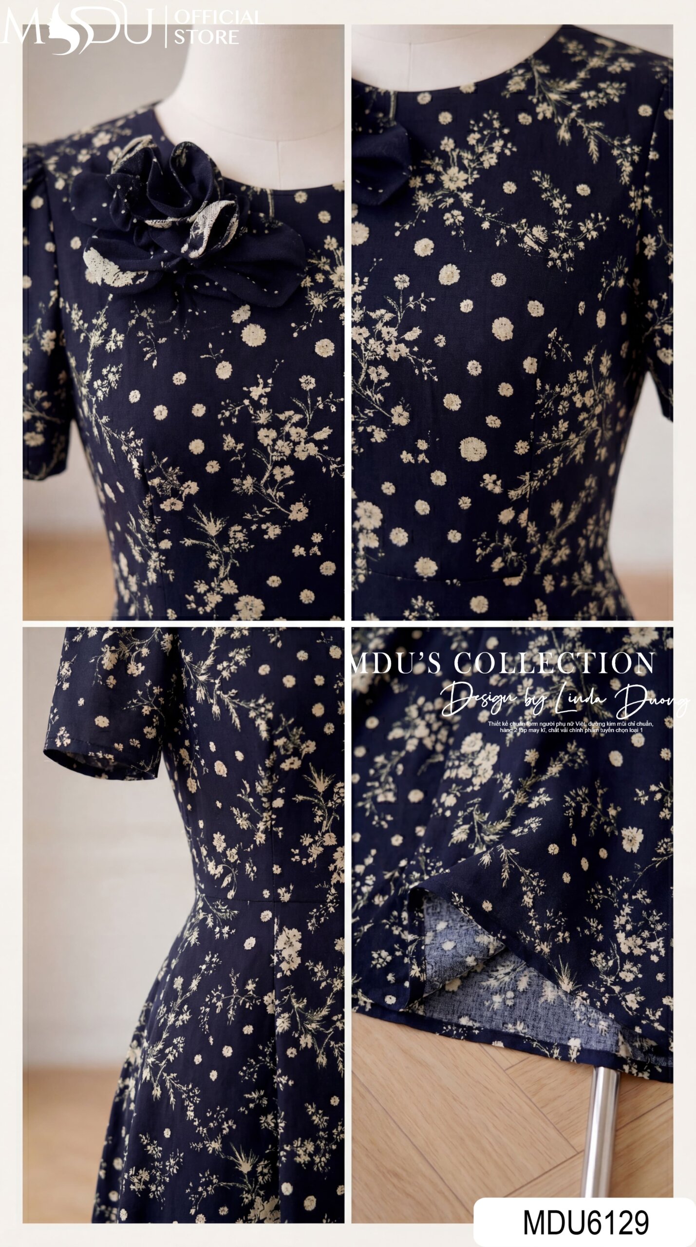 Váy Thiết Kế MDU6129 – Lụa Viscose Đen Họa Tiết, Hoa Thủ Công Đính Cổ Sang Trọng 10 Váy Thiết Kế MDU6129 – Lụa Viscose Đen Họa Tiết, Hoa Thủ Công Đính Cổ Sang Trọng - Ảnh 8