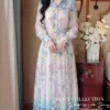 Váy Thiết Kế MDU6505 – Tơ Óng Hàn Hoa Loang Xanh Pastel Blue, Đai Liền Tôn Eo 2 1 2 11zon Mdu Fashion