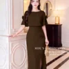 Set Thiết Kế MDU6525 – Lụa Ngọc Trai Nâu Socola, Phối Hoa 3D Cuốn Thủ Công 12 1 2 5 11zon Mdu Fashion