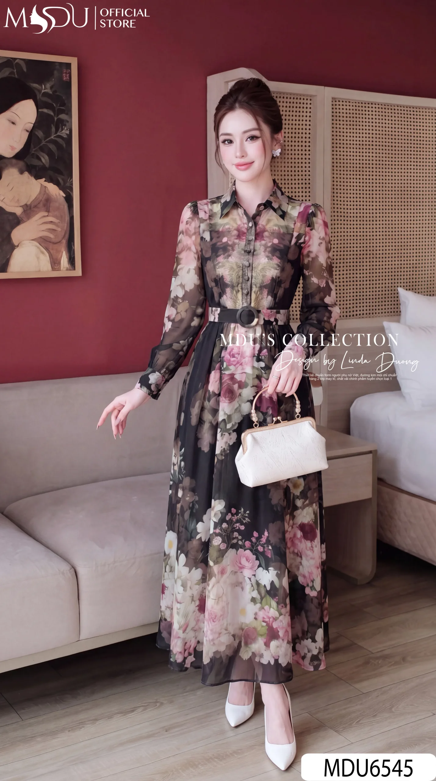 Váy Thiết Kế MDU6545 – Tơ Hàn Hoa Lớn Nền Đen, Đai Liền Tôn Eo Sang Trọng 23 Váy Thiết Kế MDU6545 – Tơ Hàn Hoa Lớn Nền Đen, Đai Liền Tôn Eo Sang Trọng
