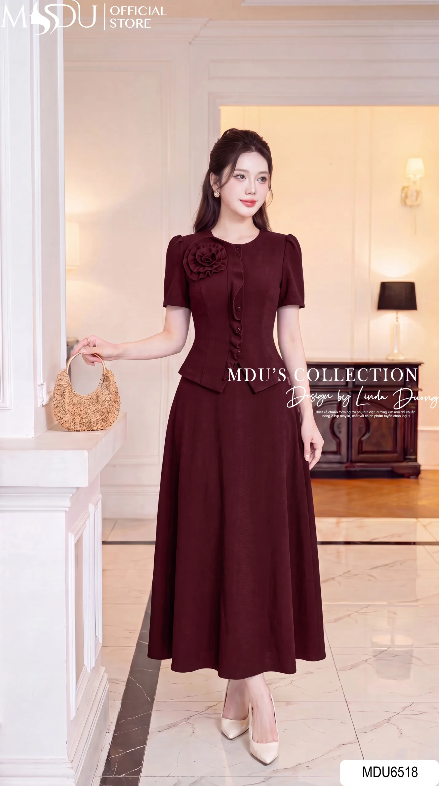 Set Thiết Kế MDU6518 – Chéo Nhật Đỏ Rượu Vang, Áo Peplum Phối Hoa Thủ Công 23 Set Thiết Kế MDU6518 – Chéo Nhật Đỏ Rượu Vang, Áo Peplum Phối Hoa Thủ Công