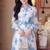 Váy Thiết Kế MDU6538 – Tơ Hàn Trắng Hoa Hồng Xanh Dương, Đai Liền Tôn Eo 11 14 2 copy 2 11zon Mdu Fashion