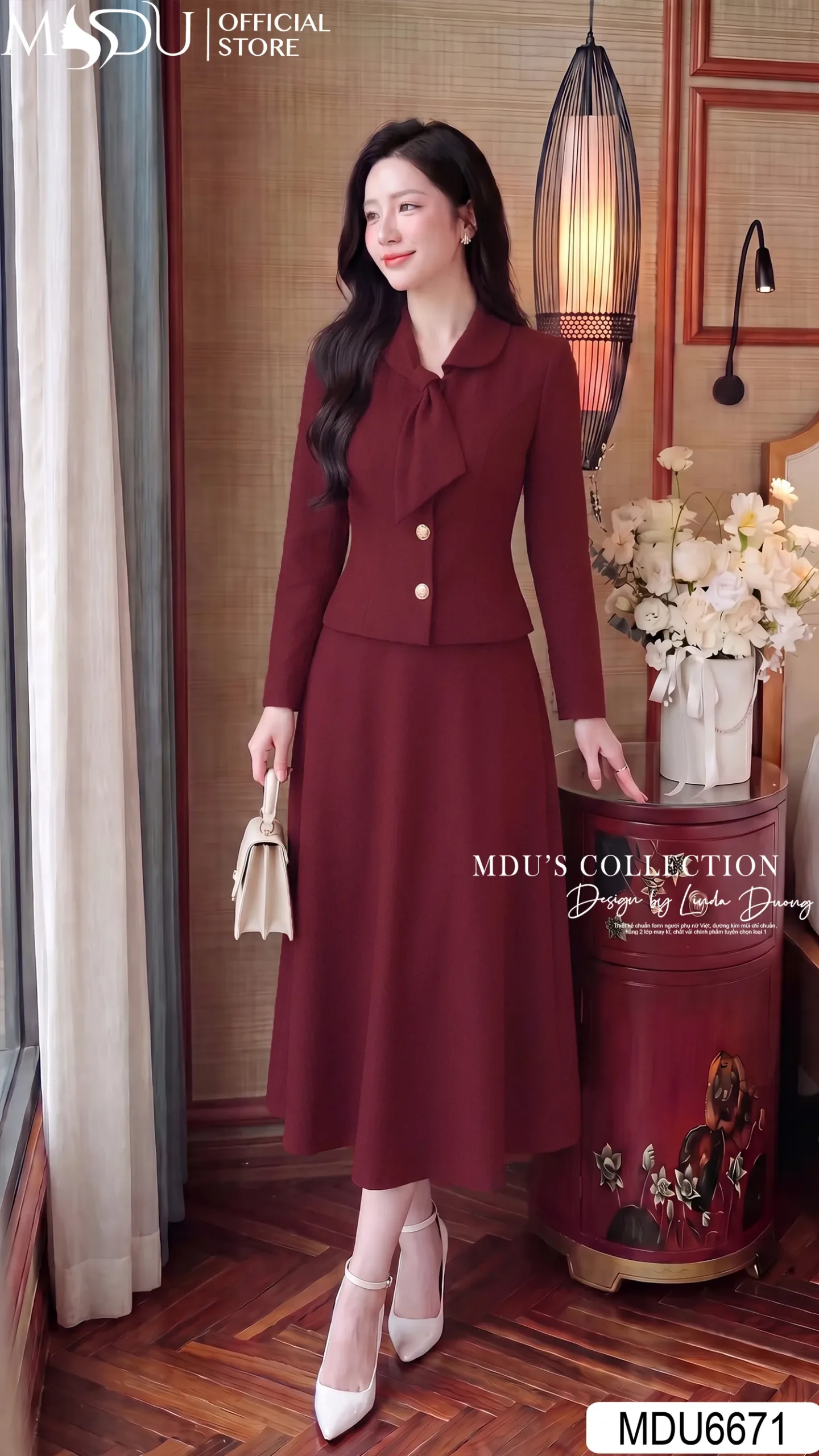 Set Thiết Kế MDU6671 – Gold Nhật Đỏ Đô, Nơ Cổ Phối Cúc Ánh Kim Sang Trọng 29 Set Thiết Kế MDU6671 – Gold Nhật Đỏ Đô, Nơ Cổ Phối Cúc Ánh Kim Sang Trọng
