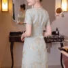 Váy Thiết Kế MDU6459 – Gấm Luxury Xanh Ngọc, Họa Tiết Ánh Kim Dệt Jacquard Sang Trọng 14 2 10 copy 5 11zon Mdu Fashion