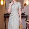 Váy Thiết Kế MDU6459 – Gấm Luxury Xanh Ngọc, Họa Tiết Ánh Kim Dệt Jacquard Sang Trọng 13 2 7 copy 7 11zon Mdu Fashion