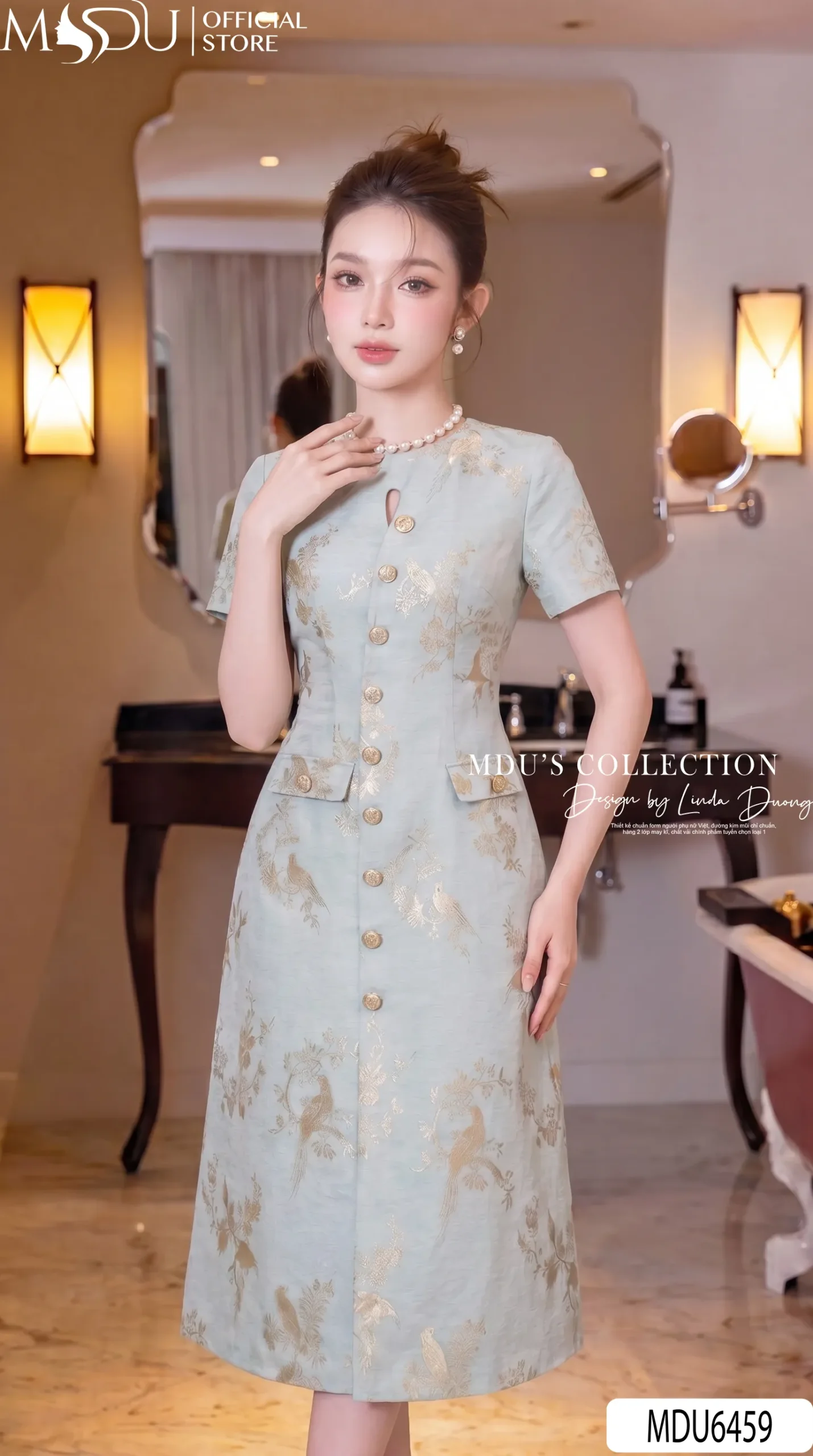 Váy Thiết Kế MDU6459 – Gấm Luxury Xanh Ngọc, Họa Tiết Ánh Kim Dệt Jacquard Sang Trọng 29 Váy Thiết Kế MDU6459 – Gấm Luxury Xanh Ngọc, Họa Tiết Ánh Kim Dệt Jacquard Sang Trọng