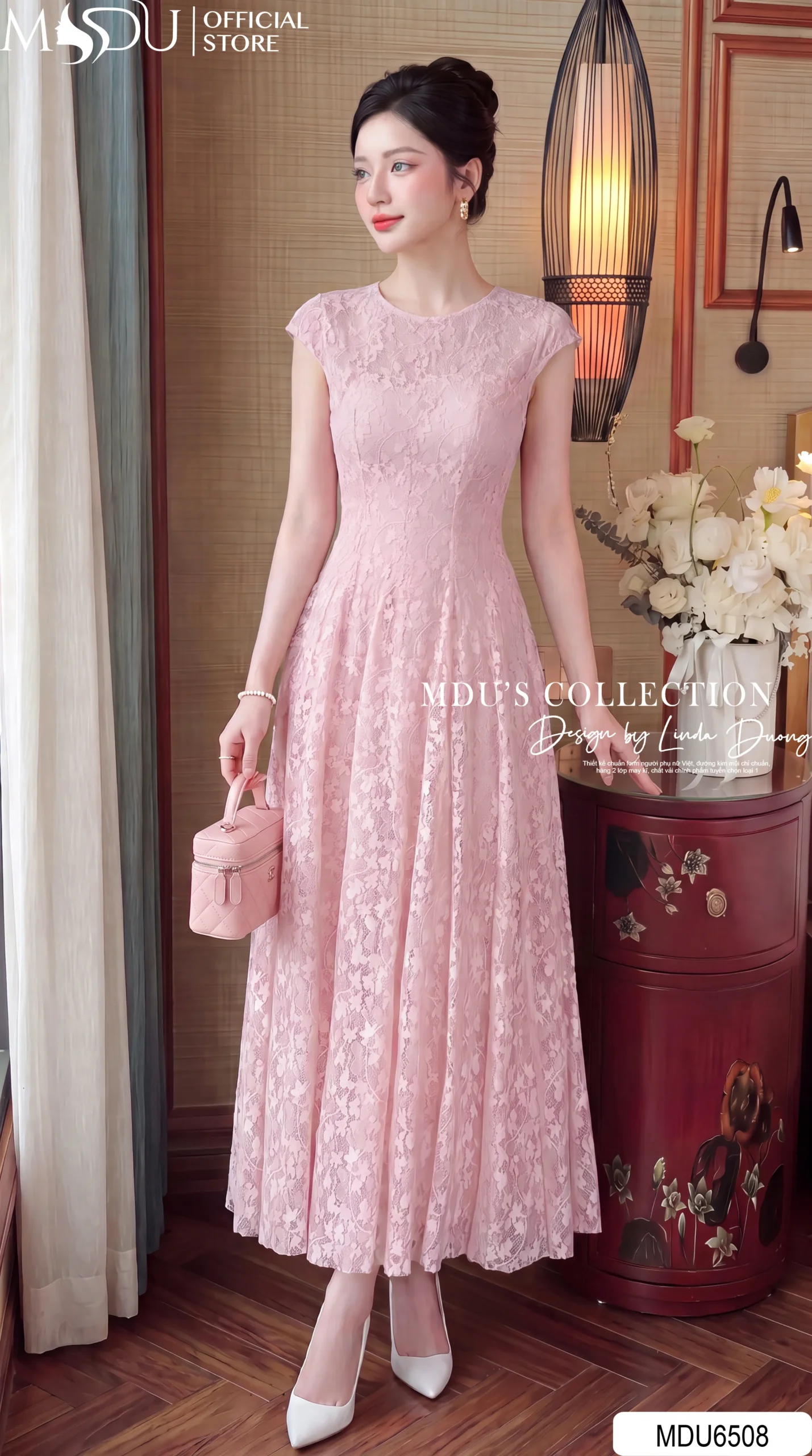 Váy Thiết Kế MDU6508 – Ren Họa Tiết Nổi Hồng Pastel, Tùng Xòe Xếp Ly Bồng Nhẹ 31 Váy Thiết Kế MDU6508 – Ren Họa Tiết Nổi Hồng Pastel, Tùng Xòe Xếp Ly Bồng Nhẹ