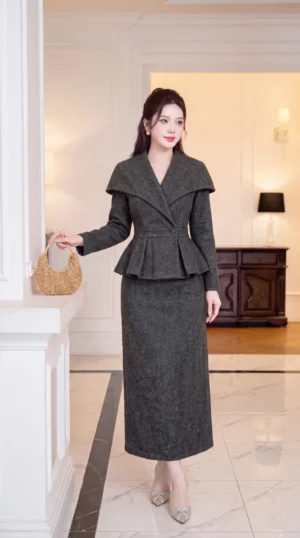 Alternative view of Set Thiết Kế MDU7202 Dạ Ép Luxury Màu Ghi Thanh Lịch, Tôn Dáng Thời Thượng