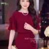 Set Thiết Kế MDU6501 – Lụa Ngọc Trai Đỏ Đô, Phối Hoa 3D Cuốn Thủ Công Sang Trọng 8 3 5 1 11zon Mdu Fashion