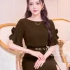 Set Thiết Kế MDU6525 – Lụa Ngọc Trai Nâu Socola, Phối Hoa 3D Cuốn Thủ Công 11 3 7 4 11zon Mdu Fashion