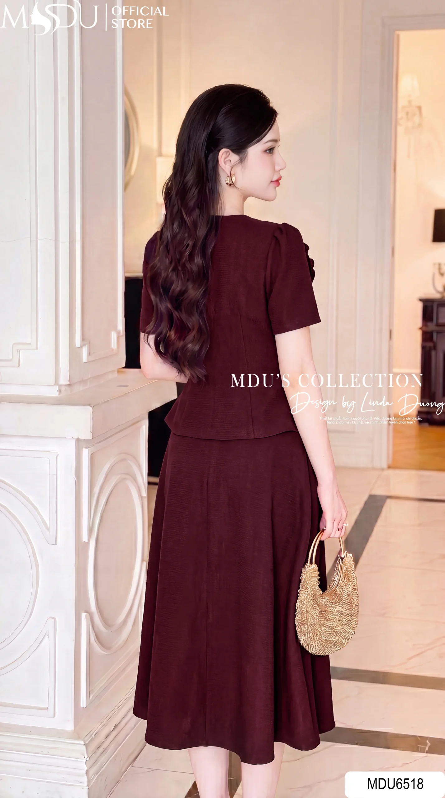 Set Thiết Kế MDU6518 – Chéo Nhật Đỏ Rượu Vang, Áo Peplum Phối Hoa Thủ Công 7 Set Thiết Kế MDU6518 – Chéo Nhật Đỏ Rượu Vang, Áo Peplum Phối Hoa Thủ Công - Ảnh 5