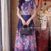 Váy Thiết Kế MDU6523 – Twist Satin Tím Than, Hoa Đa Sắc Phối Hoa Cuốn Thủ Công 1 4 9 copy 3 8 11zon Mdu Fashion