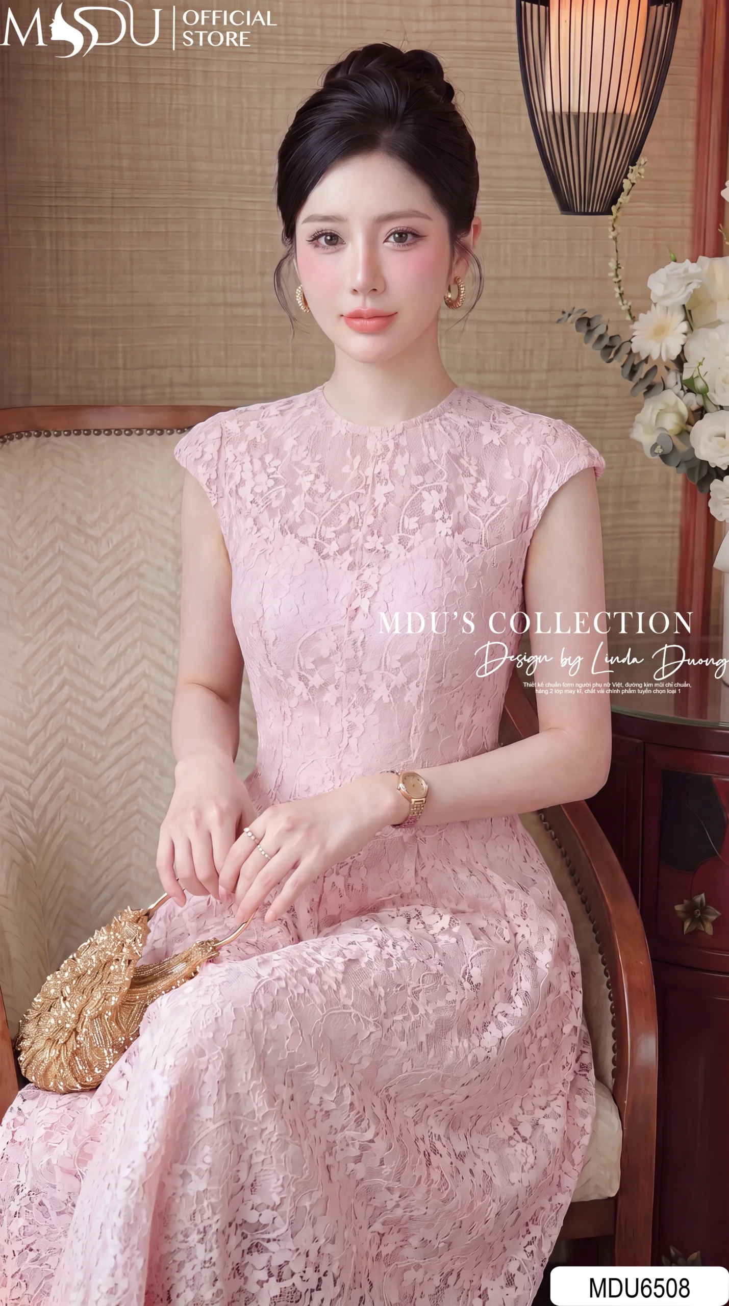 Váy Thiết Kế MDU6508 – Ren Họa Tiết Nổi Hồng Pastel, Tùng Xòe Xếp Ly Bồng Nhẹ 4 Váy Thiết Kế MDU6508 – Ren Họa Tiết Nổi Hồng Pastel, Tùng Xòe Xếp Ly Bồng Nhẹ - Ảnh 2