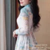 Váy Thiết Kế MDU6505 – Tơ Óng Hàn Hoa Loang Xanh Pastel Blue, Đai Liền Tôn Eo 14 5 2 11zon Mdu Fashion