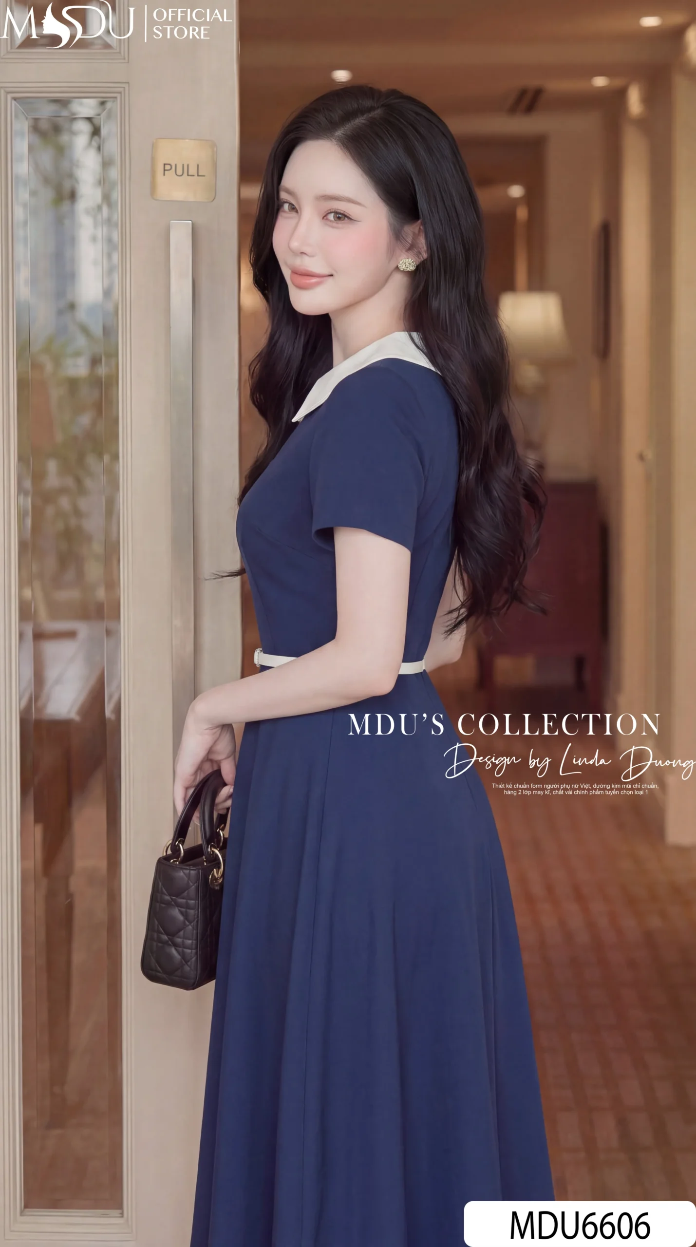 Váy Thiết Kế MDU6606 – Xanh Navy Thanh Lịch, Phối Cổ Trắng Tinh Tế, Nhấn Eo Nữ Tính 6 Váy Thiết Kế MDU6606 – Xanh Navy Thanh Lịch, Phối Cổ Trắng Tinh Tế, Nhấn Eo Nữ Tính - Ảnh 4