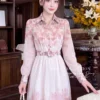 Váy Thiết Kế MDU6506 – Tơ Óng Hàn Hoa Loang Hồng Khói, Đai Liền Tôn Eo 11 8 1 11zon Mdu Fashion
