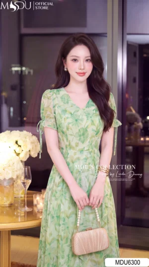 Alternative view of Váy Thiết Kế MDU6300 Tơ Hàn Cao Cấp Dáng Xòe Phối Tà Bèo Nữ Tính