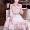 Váy Thiết Kế MDU6506 – Tơ Óng Hàn Hoa Loang Hồng Khói, Đai Liền Tôn Eo 13 8 2 11zon Mdu Fashion