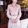 Váy Thiết Kế MDU6506 – Tơ Óng Hàn Hoa Loang Hồng Khói, Đai Liền Tôn Eo 12 8 3 11zon Mdu Fashion