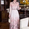 Váy Thiết Kế MDU6506 – Tơ Óng Hàn Hoa Loang Hồng Khói, Đai Liền Tôn Eo 1 8 5 11zon Mdu Fashion