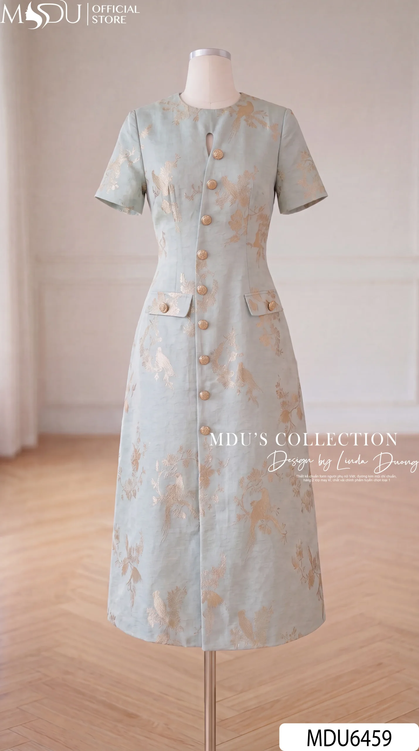 Váy Thiết Kế MDU6459 – Gấm Luxury Xanh Ngọc, Họa Tiết Ánh Kim Dệt Jacquard Sang Trọng 9 Váy Thiết Kế MDU6459 – Gấm Luxury Xanh Ngọc, Họa Tiết Ánh Kim Dệt Jacquard Sang Trọng - Ảnh 7