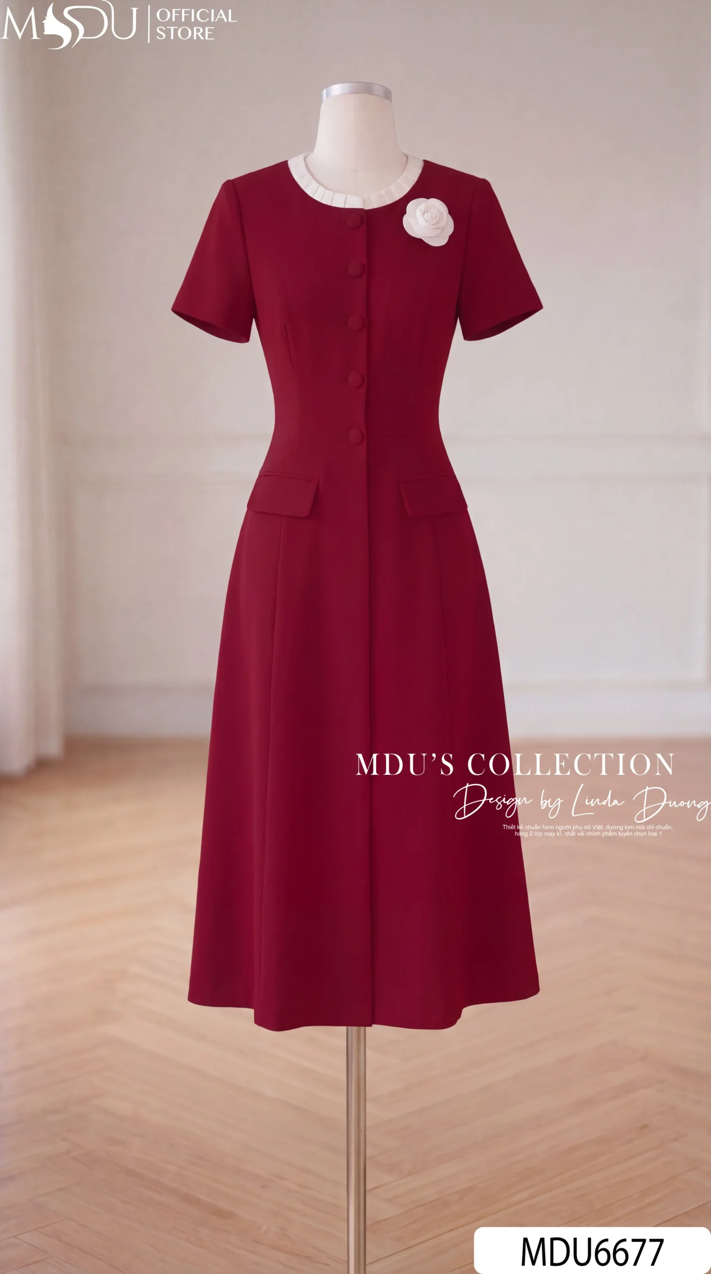 Váy Thiết Kế MDU6677 – Chéo Tuyết Đỏ Ruby, Hoa Cài Rời Thanh Lịch 9 Váy Thiết Kế MDU6677 – Chéo Tuyết Đỏ Ruby, Hoa Cài Rời Thanh Lịch - Ảnh 7