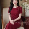 Váy Thiết Kế MDU6726 – Xleo Hàn Đỏ Đô, Dáng Đuôi Cá Phối Hoa 3D Thủ Công 10 Change clothing and remove bag 202608251158 1 11zon Mdu Fashion