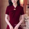 Váy Thiết Kế MDU6565 – Gold Nhật Đỏ Rượu Vang, Phối Ốc Hợp Kim Đính Cổ Sang Trọng 13 Create bust shot 4K 202607151545 11zon Mdu Fashion